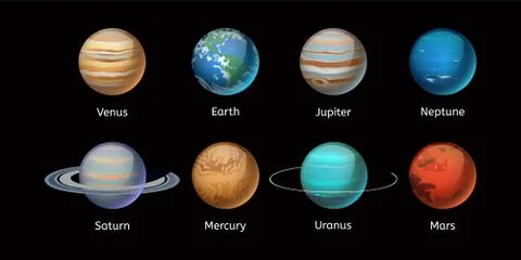 High quality solar system planet galaxy astronomy earth science globe orbit star Illustrazione stock