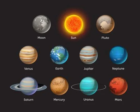 High quality solar system planet galaxy astronomy earth science globe orbit star Stock Illustration