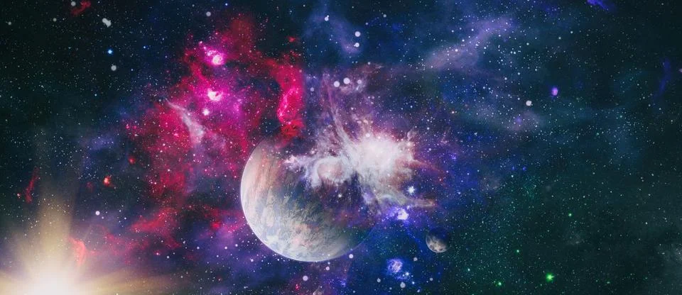 High quality space background. explosion supernova. Bright Star Nebula. Dista Illustrazione stock