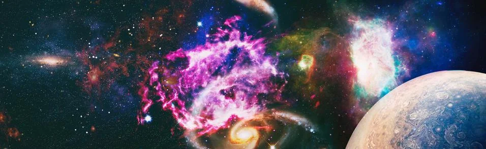 High quality space background. explosion supernova. Bright Star Nebula. Dista Illustrazione stock