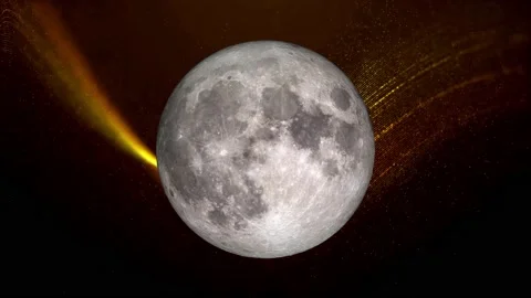 High quality space moon surface yellow color background. Stock Footage 230238730