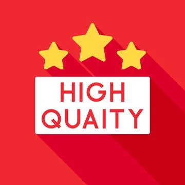 High Quality Text Badge with Three Stars on Red Background Stock Illustration