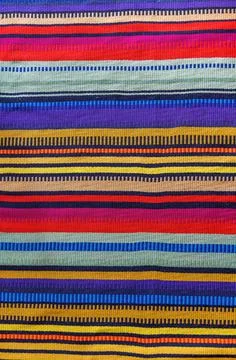 High quality texture of a multicolor horizontal striped fabric in Mexican style. Foto stock