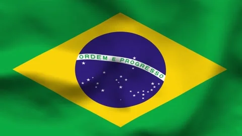 High-quality top-down view of the Brazilian flag on wavy cloth. Features the Stock Footage 335161293