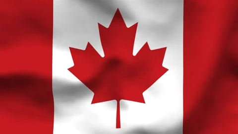 High-quality top-down view of the Canadian flag on wavy cloth. Features red b Stock-Footage 335161354