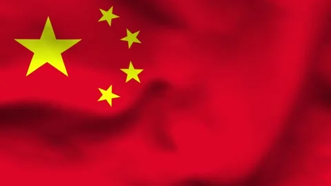 High-quality top-down view of the Chinese flag on wavy cloth. Five yellow sta Stock Footage 335161376