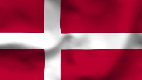 High-quality top-down view of the Danish flag on wavy cloth. Features the whi Stock Footage 335161389