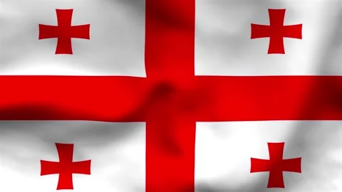 High-quality top-down view of the Georgian flag on wavy cloth. Features the r Stock-Footage 335161436