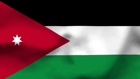 High-quality top-down view of the Jordan flag on wavy cloth. Features the pan Stock Footage 335161549