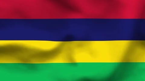 High-quality top-down view of the Mauritius flag on wavy cloth. Features four Stock Footage 335523806