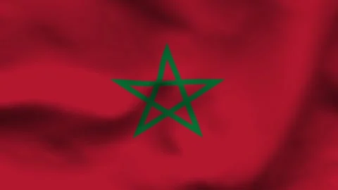 High-quality top-down view of the Moroccan flag on wavy cloth. Features the g Stock Footage 335523828