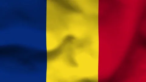 High-quality top-down view of the Romanian flag on wavy cloth. Features the v Stock Footage 335523895