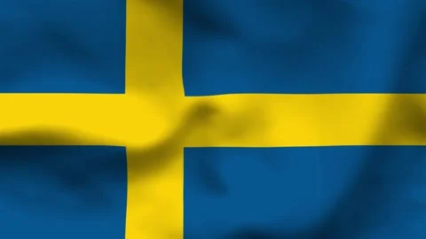 High-quality top-down view of the Swedish flag on wavy cloth. Features the ye Stock Footage 335523942