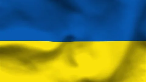 High-quality top-down view of the Ukrainian flag on wavy cloth. Features blue Stock Footage 335523990