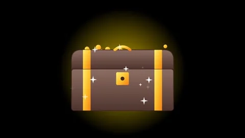 A high-quality vector animation of a classic brown wooden treasure chest op.. Видео 346202318