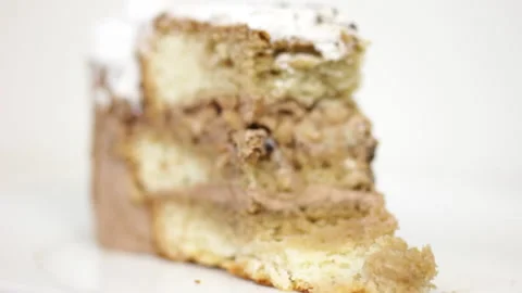 High quality video of eating cake on the white background Stock Footage 233466756
