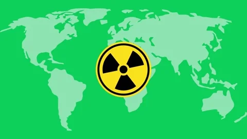High-quality video of icon Nuclear on the world map on a green screen Stock Footage 301522381