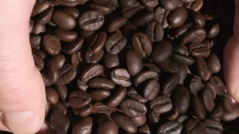 High quality video of taking coffee beans in real 1080p slow motion Stock Footage 154070416