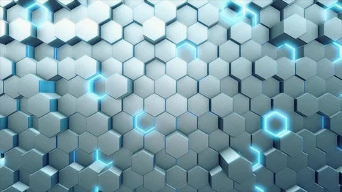 High quality White And Silver Hexagon 3D Abstract Animation. Seamless Loop. Stock Footage 107195887