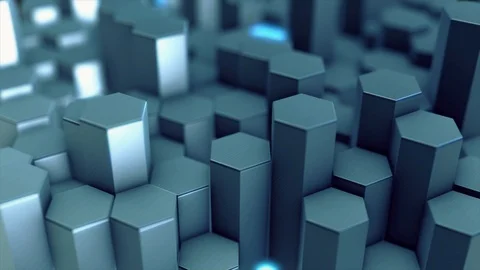 High quality White And Silver Hexagon 3D Abstract Animation. Seamless Loop. Stock Footage 107195946