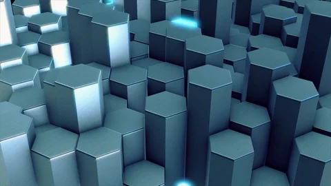 High quality White And Silver Hexagon 3D Abstract Animation on  surface depth Stock Footage 107195965