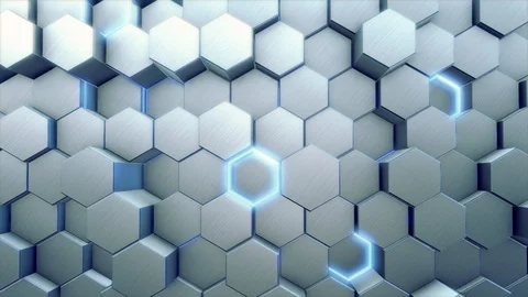 High quality White And Silver Hexagon 3D Abstract Animation. Seamless Loop. Stock Footage 107260689