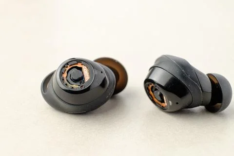 High-quality wireless earbuds designed for immersive sound experience Stock Photos