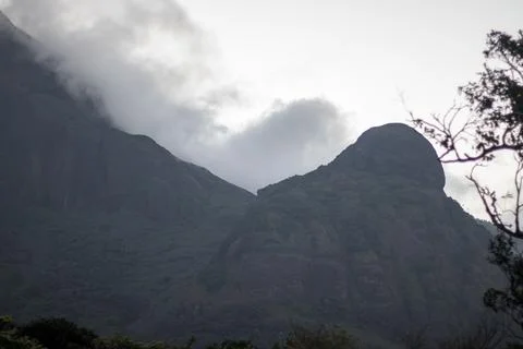 High range mountain with rainy clouds Stock Photos