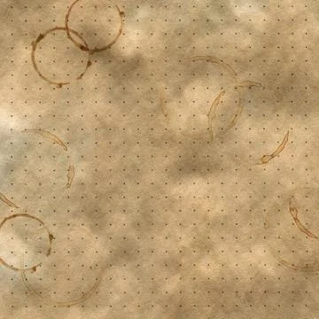 High-res aged paper texture with brown coffee stains. Warm tone, slightly yel Stock Illustration
