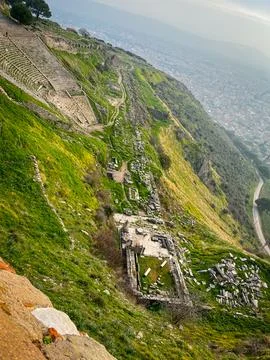 High-Res Sharp Details of Steepest Ancient Theater Built by Eumenes II in P.. Stock Photos