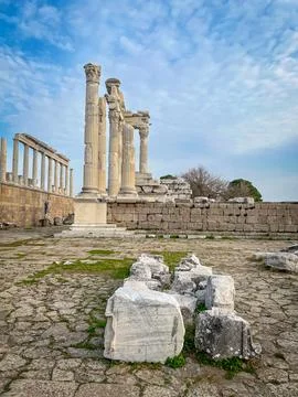High-Res Sharp Details of Temple of Trajan Built by Romans in Pergamon Acro.. Stock Photos