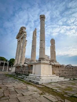 High-Res Sharp Details of Temple of Trajan Built by Romans &amp; Attalids in Pe.. Stock Photos