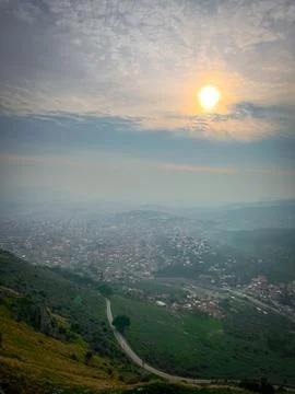 High-Res Sharp Panorama of Pergamon Acropolis and Steepest Ancient Theater .. Stock Photos