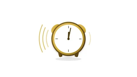A high-resolution 2D flat vector illustration of an old-fashioned alarm clo.. Видео 346202277