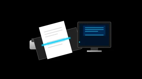 A high-resolution 2D flat vector illustration of a document scanner. A brig.. Stock-Footage 346202423