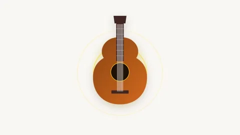 A high-resolution 2D vector illustration of a brown and gold acoustic guita.. Stock-Footage 346202427