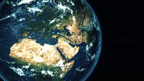 High-Resolution 3D Earth Globe Floating in the Universe Surrounded by Spira.. Stock Footage 313756590