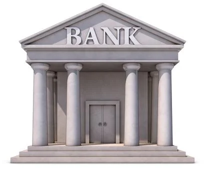High resolution 3D rendering of a bank building Ilustración de archivo