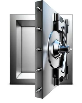 High resolution 3D rendering of a bank vault Stock Photos