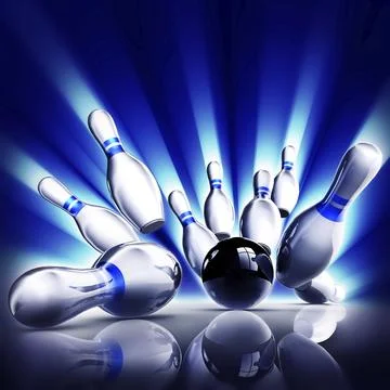 High resolution 3D rendering of bowling pins Ilustración de archivo