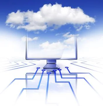 High resolution 3D rendering of a cloud computing concept Illustrazione stock