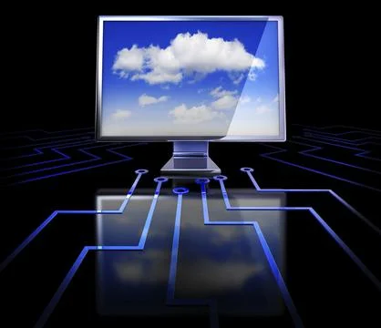 High resolution 3D rendering of a cloud server concept Stock Illustration