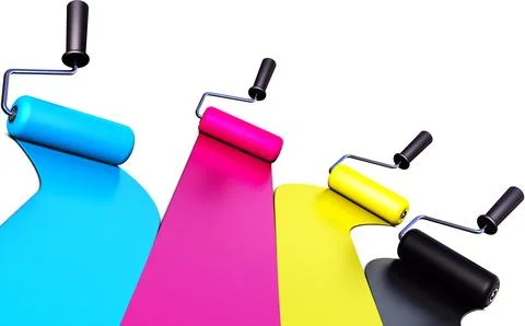 High resolution 3D rendering of a cmyk concept Stock Illustration