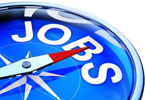 High resolution 3D rendering of a compass with a jobs icon Stock Illustration