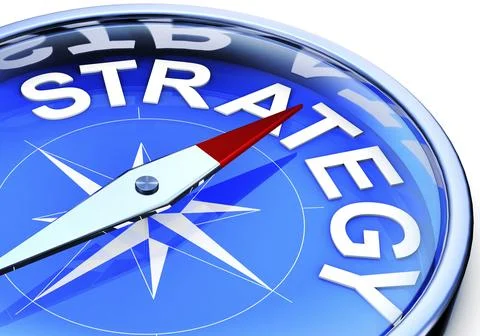 High resolution 3D rendering of a compass with a strategy icon Illustrazione stock