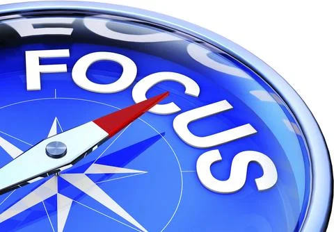 High resolution 3D rendering of a compass with a focus icon 스톡 일러스트