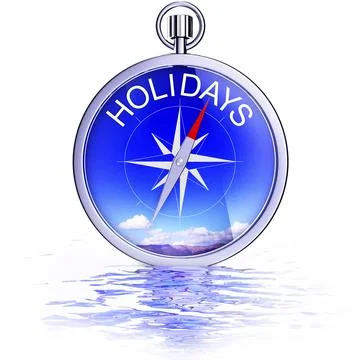 High resolution 3D rendering of a compass with a holidays icon Illustrazione stock