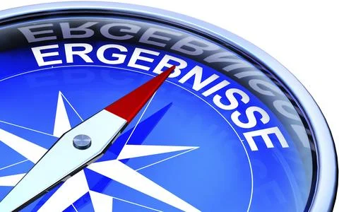 High resolution 3D rendering of a compass with a german results icon 스톡 일러스트