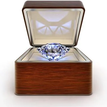 High resolution 3D rendering of a diamond in a box Stock Illustration