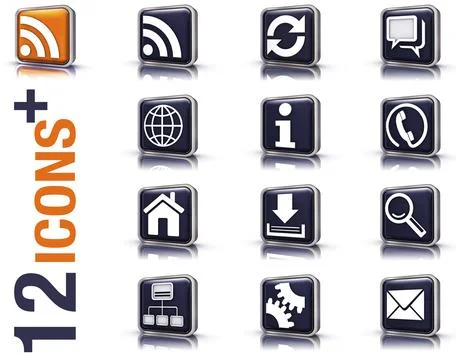 High resolution 3D rendering of a icon set Stock-Illustration